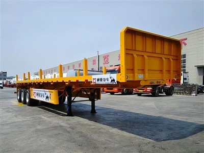 Zijzijs semi -trailer met flatbed met colum